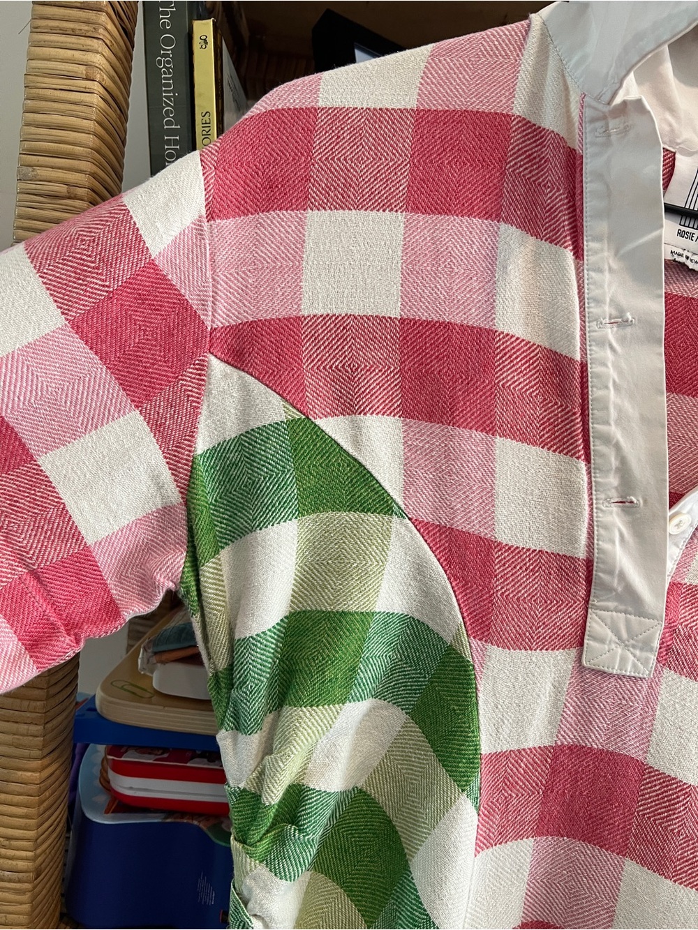 Rosie Assoulin Pink & Green Check Kids Polo Nightgown - Picture 6 of 13